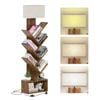 Ufurniture 6 Tier Standing Tree Bookshelf with 3-Color Floor Lamp Rustic Brown