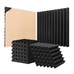 VEVOR 24 Pack 12 x 12 x 2 in Acoustic Foam Panels Black Adhesive for Wall Ceiling