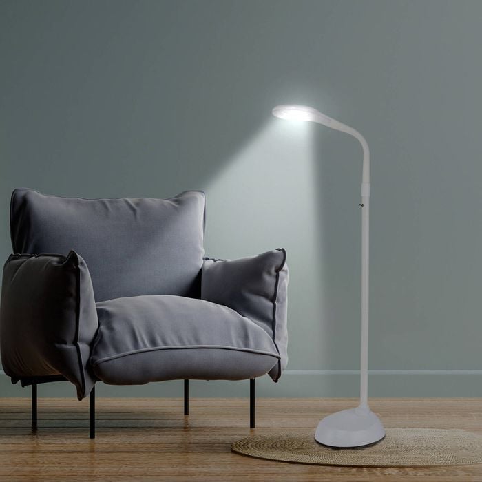 Brilliant 115cm White Magoo Adjustable Magnifying LED Floor Lamp