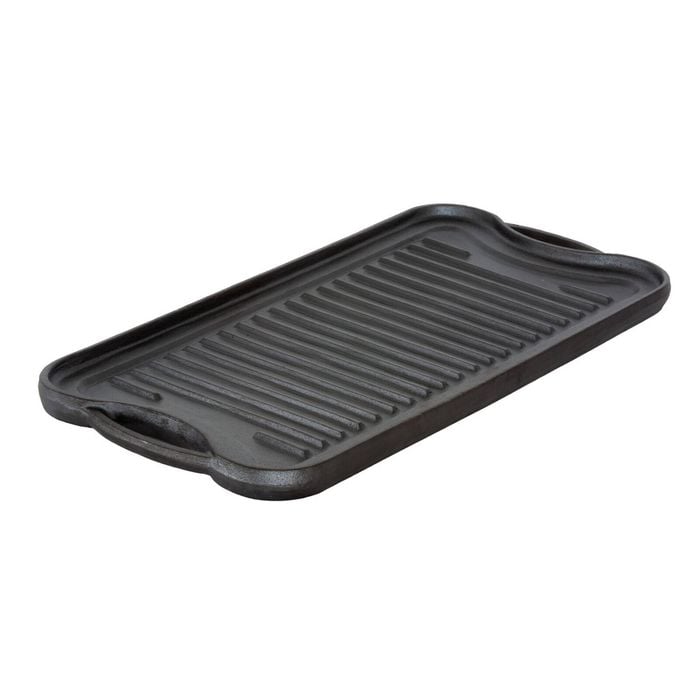 Healthy Choice Oil-seasoned Ready to use 50.7x25.8cm Reversible Cast Iron Grill - Black