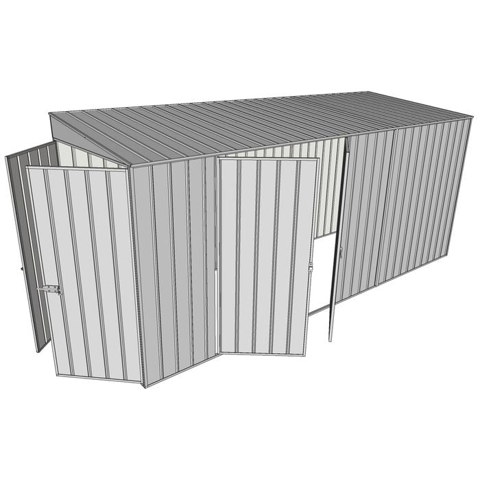 Build-a-Shed 1.5 x 4.5 x 2m Double Hinged Side Door Skillion Shed - Zinc