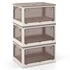 Costway 3pc Stackable Storage Bin Lid Wheel 204l Box 5 Opening Ways