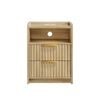 Ufurniture Side Table with 2 Drawers and Open Shelf Bedside Table Nightstand with Charging Station Oak