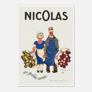 Galrie Nicolas Fine Bottles (1930) Vintage Poster French Art Masterpiece for Home Decor, Poster Only, 50 x 70cm (20 x 28inch)