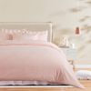 CleverPolly Yarn-Dyed Microfibre Stripe Quilt Cover Set - Light Pink, Queen