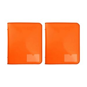2x Marbig 2 D-ring A4 Zipper Binder 25mm W/tech Case File Document Holder Orange