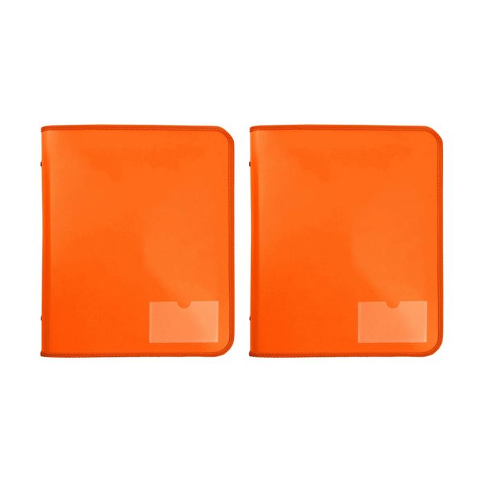 2x Marbig 2 D-ring A4 Zipper Binder 25mm W/tech Case File Document Holder Orange