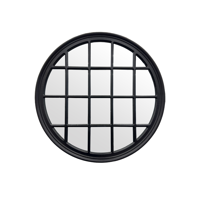 Elegant Collections Matt Black Round Mirror