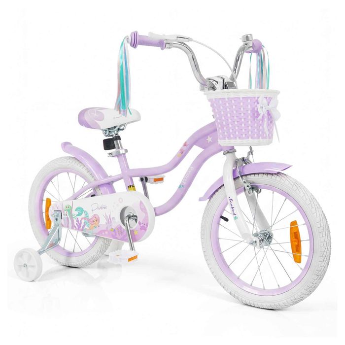 Costway 40cm Kids Bicycle Adjustable Mermaid Bike Purple