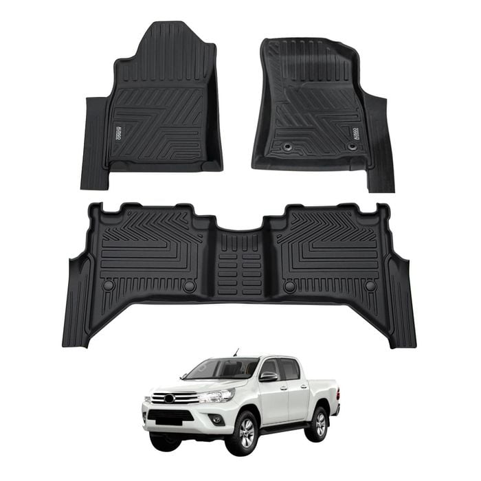 AUSGO Car Floor Mats for Toyota Hilux Manual Transmission Dual Cab 2015-2025 All-Weather Floor Liners