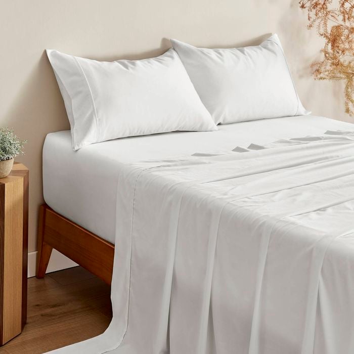 Serene 400tc Bamboo Cotton Sateen Sheet Set White - Queen Bed