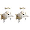 2PK LVD Metal Plane w/ Santa Home/Living Room Christmas Display Decor 19x16cm