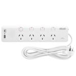 Arlec 4 Outlet Individually Switched Surge Powerboard With PD30W Rapid Charging USB A And C