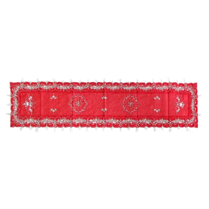 Isla Beaded Table Runner Diamonte Sequin 40 x 180 cm Red