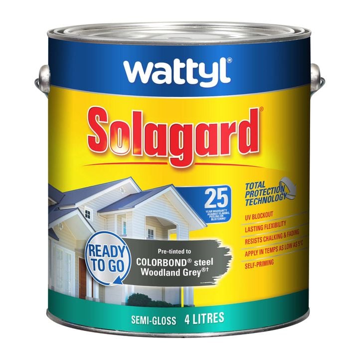 Wattyl Solagard 4L Pre-tinted Woodland Grey Semi-Gloss Exterior Paint