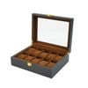 Catzon Watch Display Box For Men Wooden Jewellery Storage Case With Glass Top-10slot