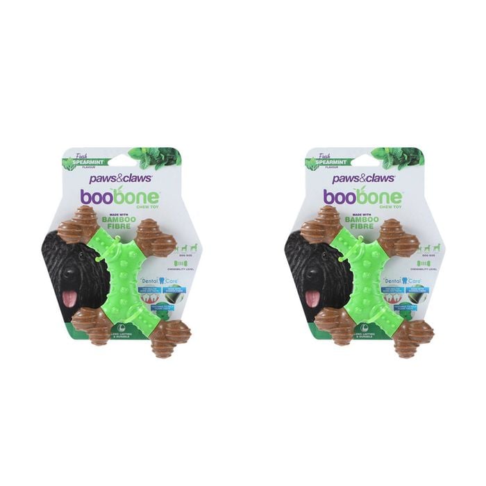 2x Paws & Claws BooBone 4 Way Dental Bone - Spearmint