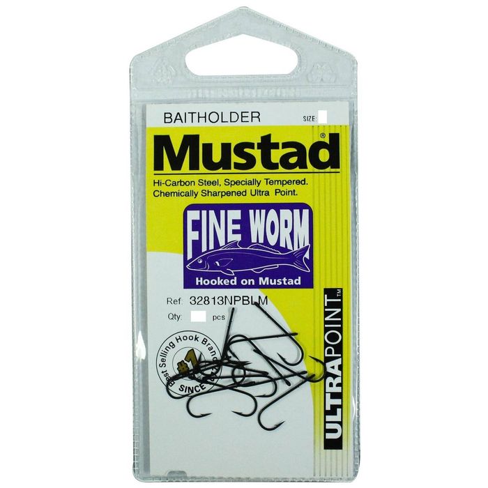 Mustad Fine Worm Chemically Sharp Fishing Hook 32813NPBLM 6