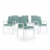Astro 6pc Set Outdoor Dining Chair Aluminium Frame Textilene Seat White Green