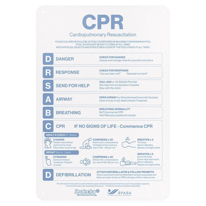 ProtectorAl 565 x 387 x 3mm Ocean CPR Pool Safety Sign