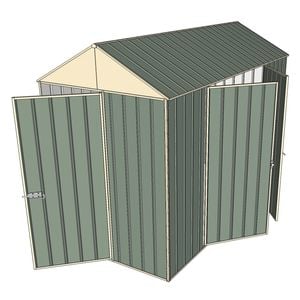 Build-a-Shed 1.5 x 3.0 x 2.3m Front Gable Single Hinged and Double Hinged Door Narrow Shed - Green
