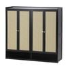 Oikiture Shoe Storage Cabinet Shoes Rack 4 Doors Rattan Black