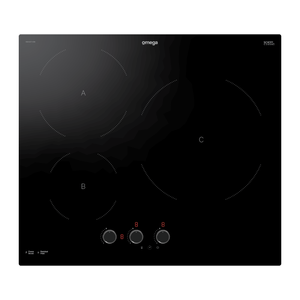 Omega 60cm Black Induction Cooktop Knob Control 