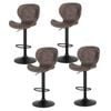4x Artiss Bar Stools Gas Lift Leather PE Rattan Brown
