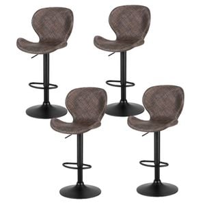 4x Artiss Bar Stools Gas Lift Leather PE Rattan Brown