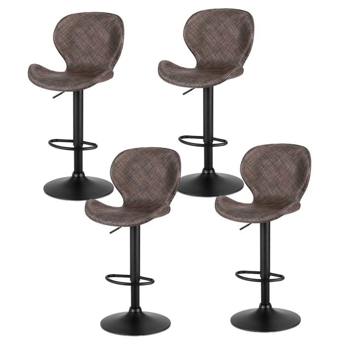 4x Artiss Bar Stools Gas Lift Leather PE Rattan Brown