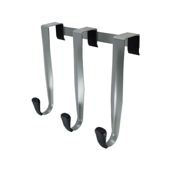Adoored 3 Satin Chrome Hooks Over-The-Door Hook Rack