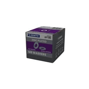 ZENITH M8 Zinc Plated Flat Round Washers - 200 Pack