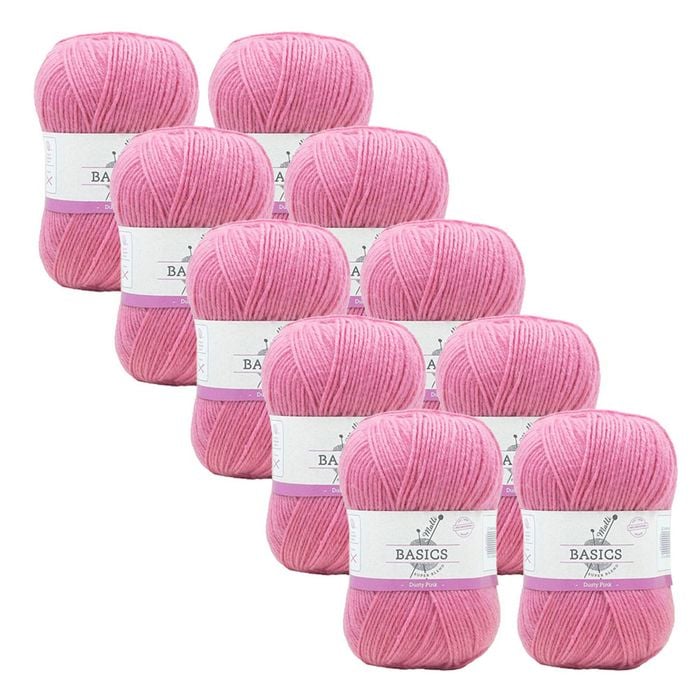 10x Malli Dusty Pink Blend Basic 100g Knitting/crochet Yarn Acrylic/poly