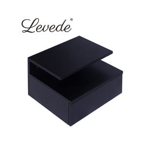 Levede 2x LED Floating Bedside Table Black