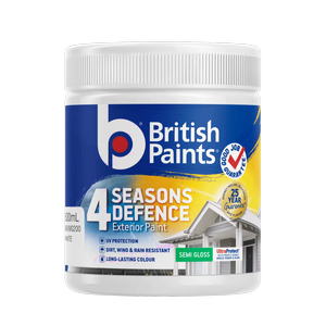British Paints 4 Seasons Defence 500ml White Semi Gloss Exterior Paint