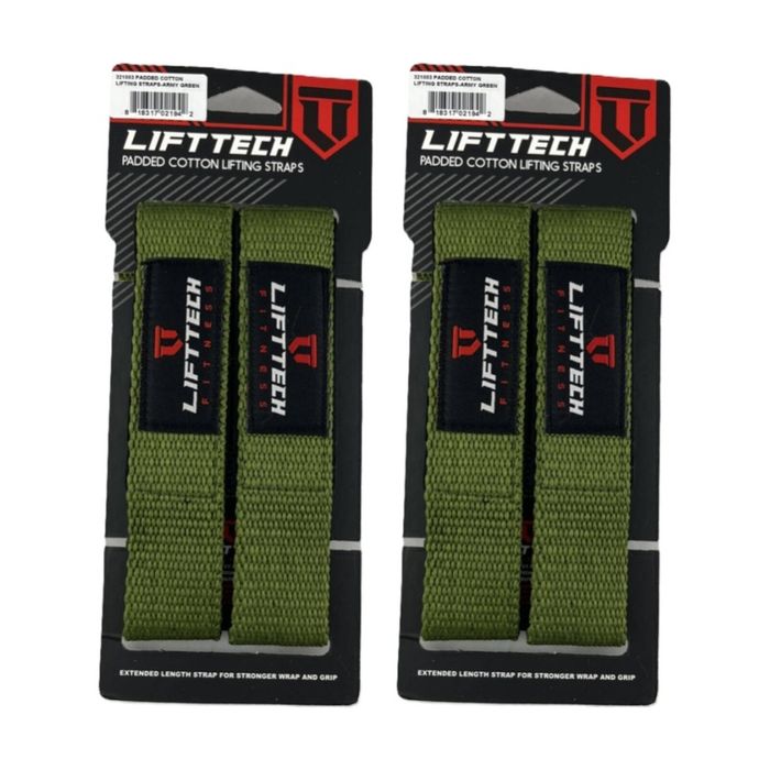 2x 2pc Lift-tech Neo-tech Padded Cotton Wrist Support Lifting Straps Army 21.5in