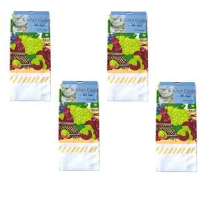 Just Comfort Set of 4 Microfibre Printed Tea Towels White Grapes