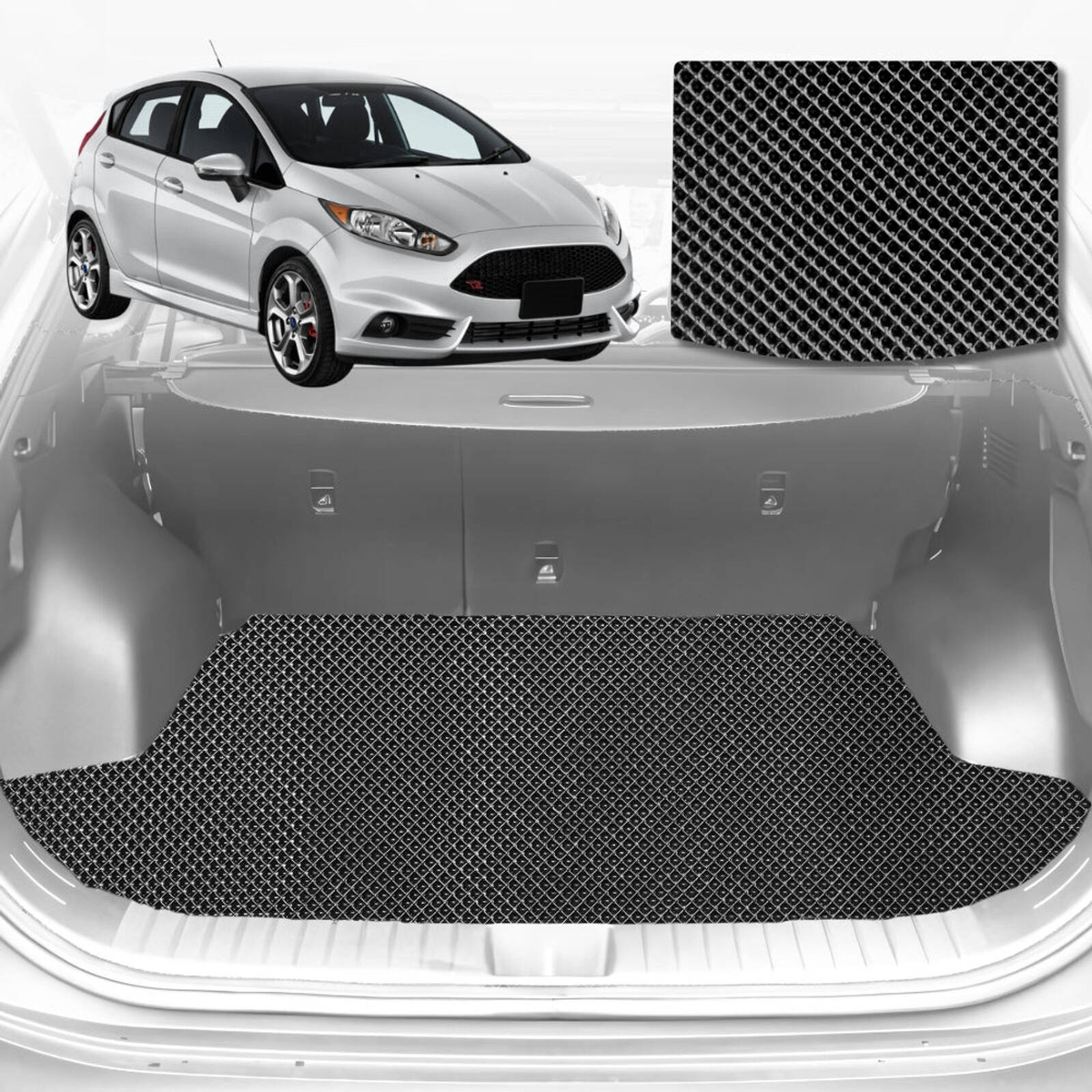 6D Diamond Car Boot Mat for Ford Fiesta (WT WZ)2008-2018-Hatch-Cargo ...