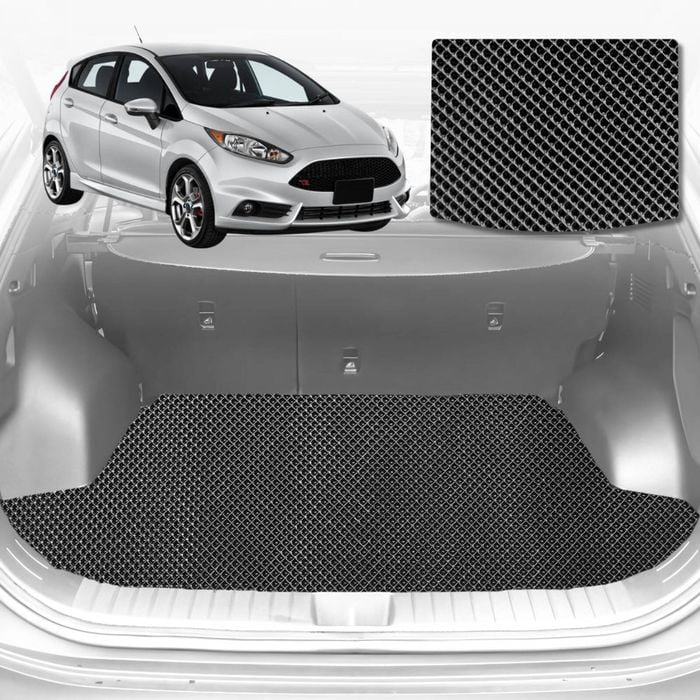 6D Diamond Car Boot Mat for Ford Fiesta (WT WZ)2008-2018-Hatch-Cargo Mat-Black-Outback GT