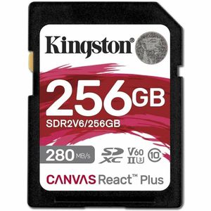 Kingston Canvas React Plus 256GB SDXC – UHS-II (U3) V60 – Fast, Reliable Storage for 4K Video