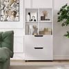 Costway 4 Cube 130cm 5tier Bookcase 2 Drawer Open Display Rack White