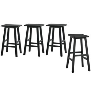 Oikiture 4x Bar Stool Counter Dining Chair Wooden Black