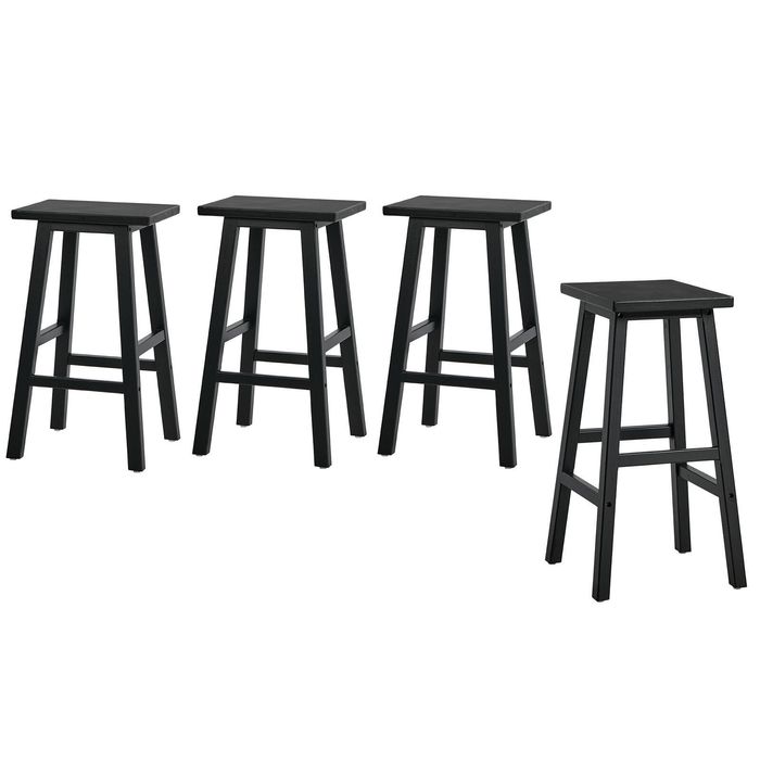 Oikiture 4x Bar Stool Counter Dining Chair Wooden Black