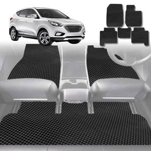 6D Diamond Car Floor Mats for Hyundai Tucson 2015-2020-Full Set-Black-Outback GT