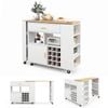 Costway Rotatable Kitchen Island Trolley W/12 Bottle Wine Rack