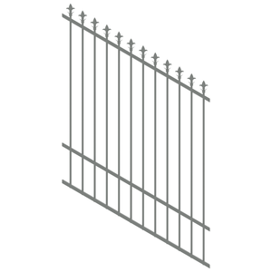 ProtectorAl 0350-1200W x 1500H Palladium Silver Spear Top Pool Fence Panel Raked 16-30º