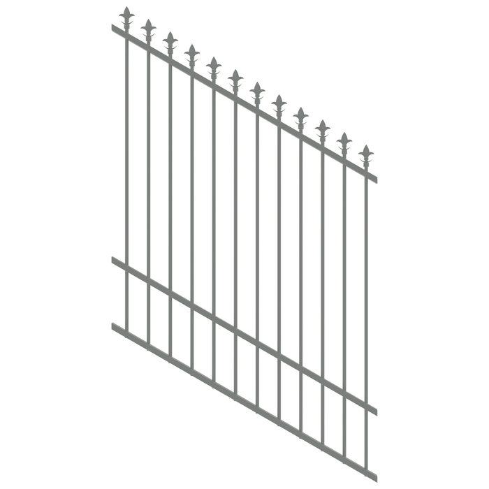 ProtectorAl 0350-1200W x 1500H Palladium Silver Spear Top Pool Fence Panel Raked 16-30º