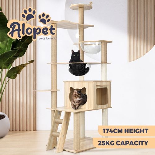 Alopet 174cm Cat Tree Scratching Post Scratcher Tower Wood Large Bunnings Australia