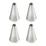 4PK Mondo Stainless Steel #19 Star Piping Tip - Silver