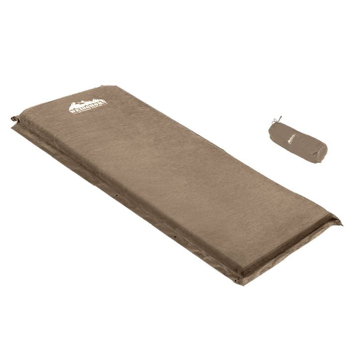 Weisshorn Self Inflating Mattress Single Camping 10CM Coffee